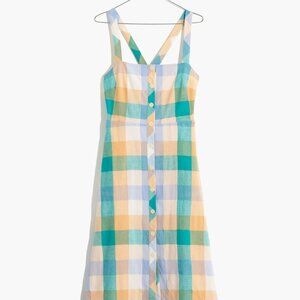 Madewell Tank Button-Front Midi Dress in Rainbow Check, Women's Size 2P